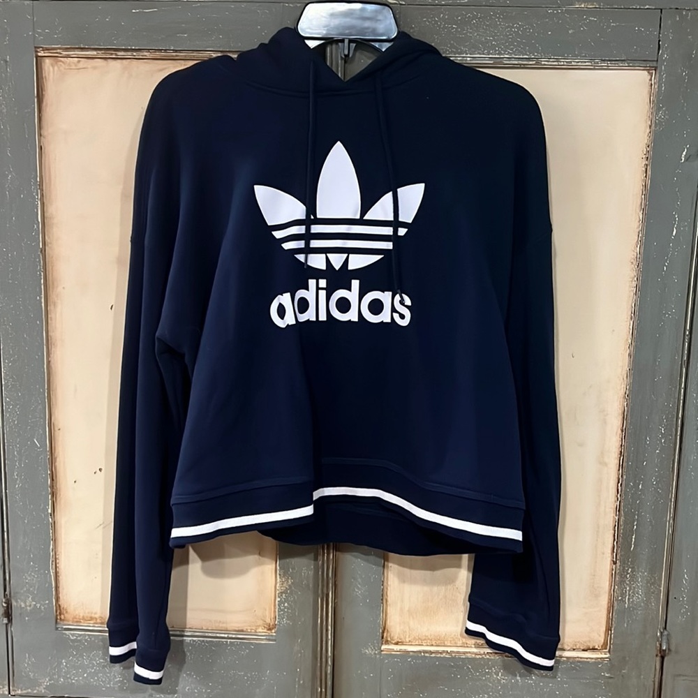 Adidas Navy Cropped Hoodie